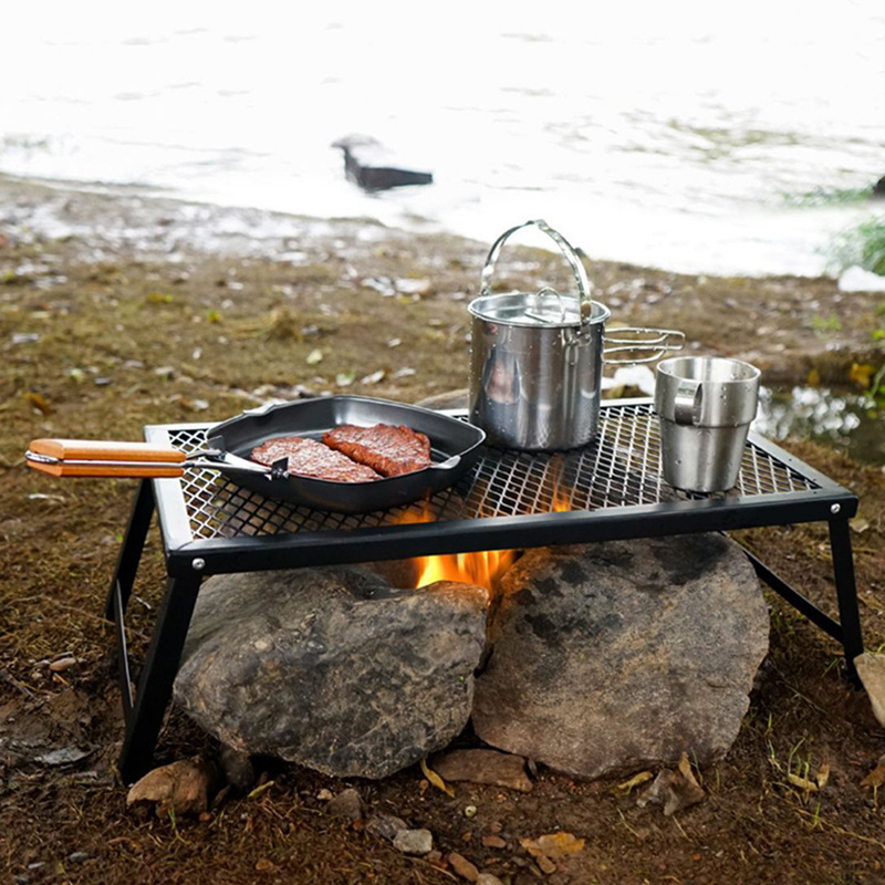 Portable Mesh Grid Charcoal Grill Yakitori Kebab Metal Cooking Table Camping Picnic Fire Pit Simple BBQ Grills