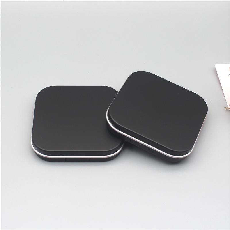 Luxury black square aluminum blusher case single eyeshadow makeup multifunction practical custom logo empty compact case