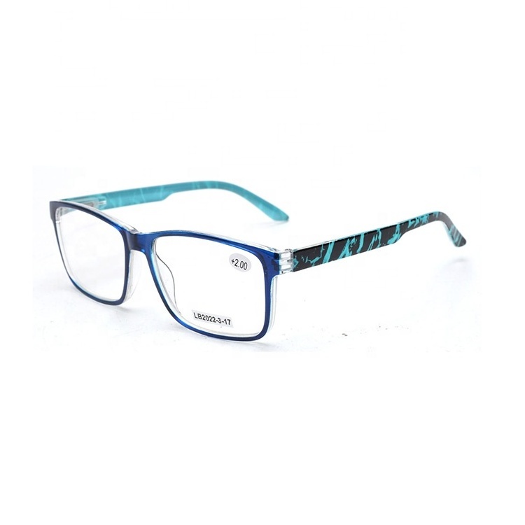 2022 Classic Optical Eyeglasses Light Magnifying Reading Glasses Blue Plastic Frame Rectangle Men Big Black PC Slim White TR90