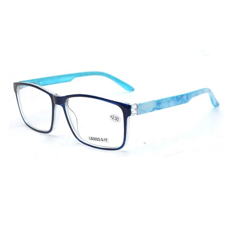 2022 Classic Optical Eyeglasses Light Magnifying Reading Glasses Blue Plastic Frame Rectangle Men Big Black PC Slim White TR90