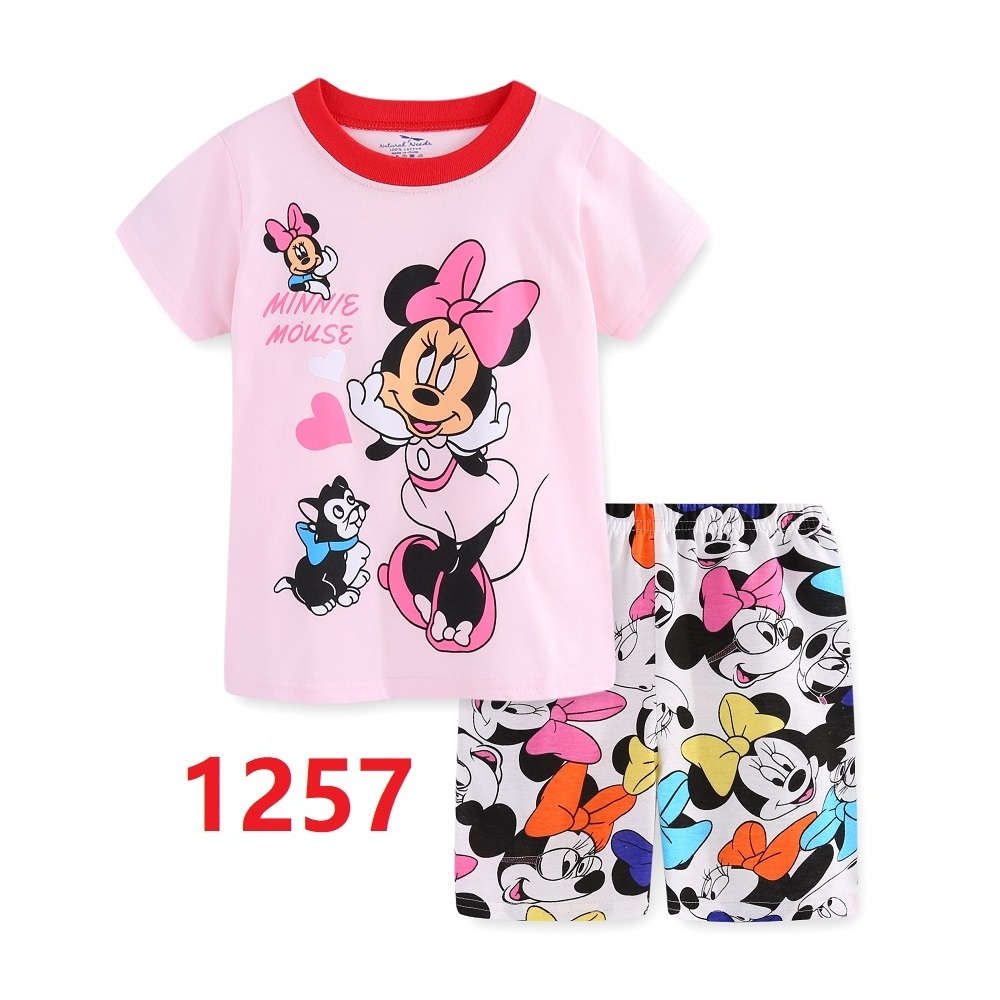 Wholesale Baby Girl Summer Clothes Sets Kids Girls Short Sleeve T-shirt Sets Cotton Pajamas Top and Shorts 2 Pcs Clothes Set