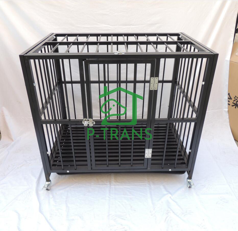 Dog Pet Metal Heavy Duty Cage Wheel & Crate Tray for Kennel Black Stackable Fold