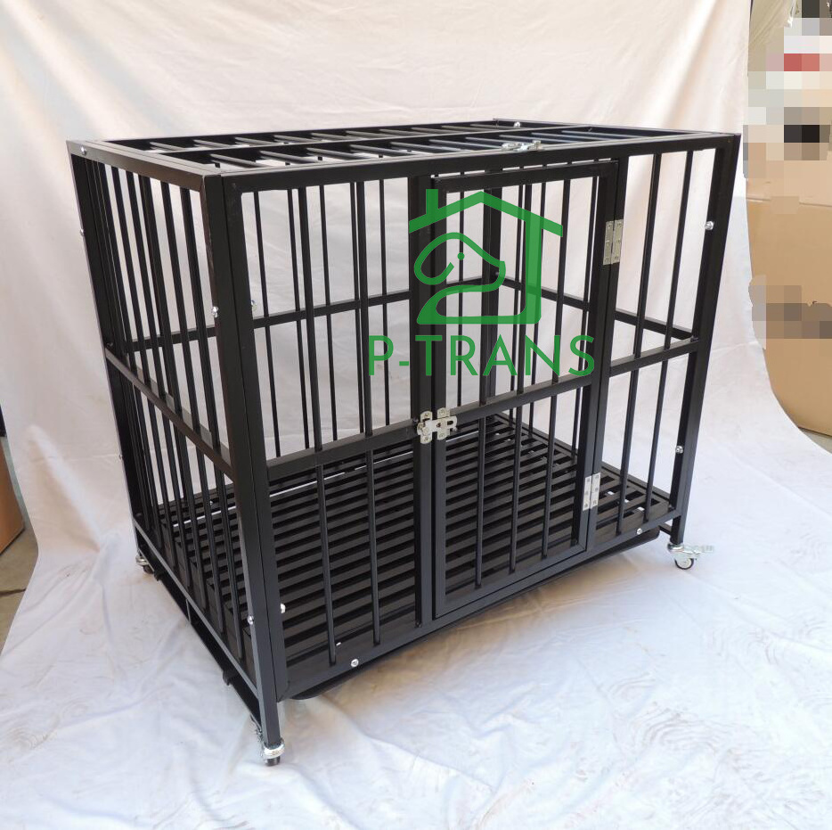 Dog Pet Metal Heavy Duty Cage Wheel & Crate Tray for Kennel Black Stackable Fold