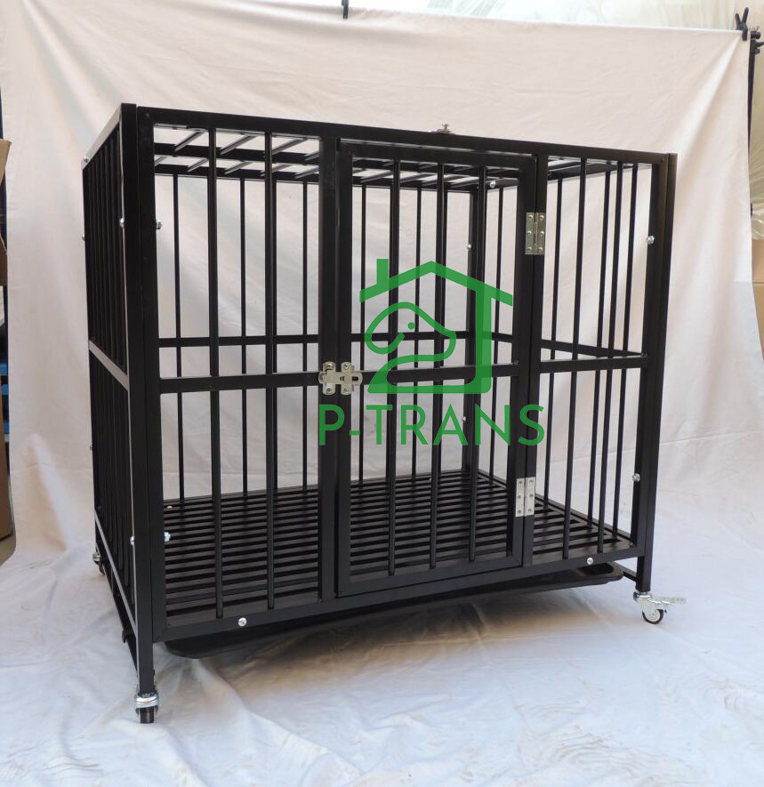 Dog Pet Metal Heavy Duty Cage Wheel & Crate Tray for Kennel Black Stackable Fold