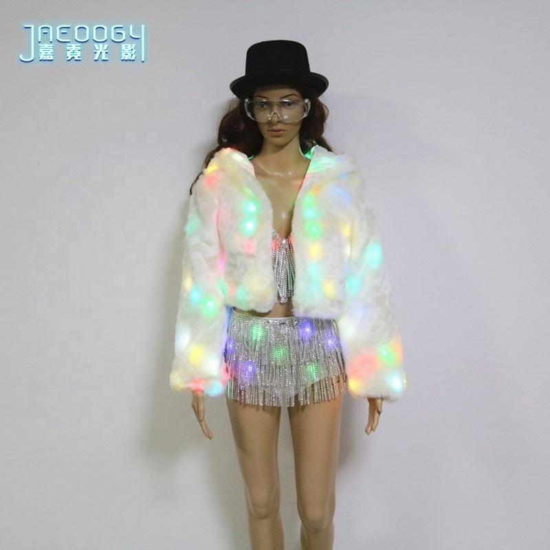 Nightclub Bar DS Luminous Costume Led Sexy Dress Women's DJ Singer Dance Troupe Party Fluorescent Coat