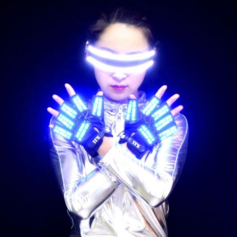 Disco Dancing LED Luminous Gloves LED Flashing Glasses Laser Costume Laser Performance Costumes Nightclub Performance Props