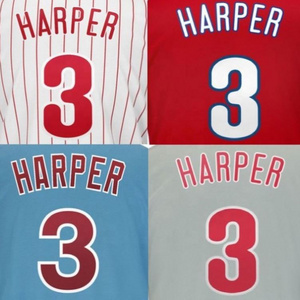 Ready to Ship Bryce Harper #3 Best Quality Stitched Baseball Jerseys