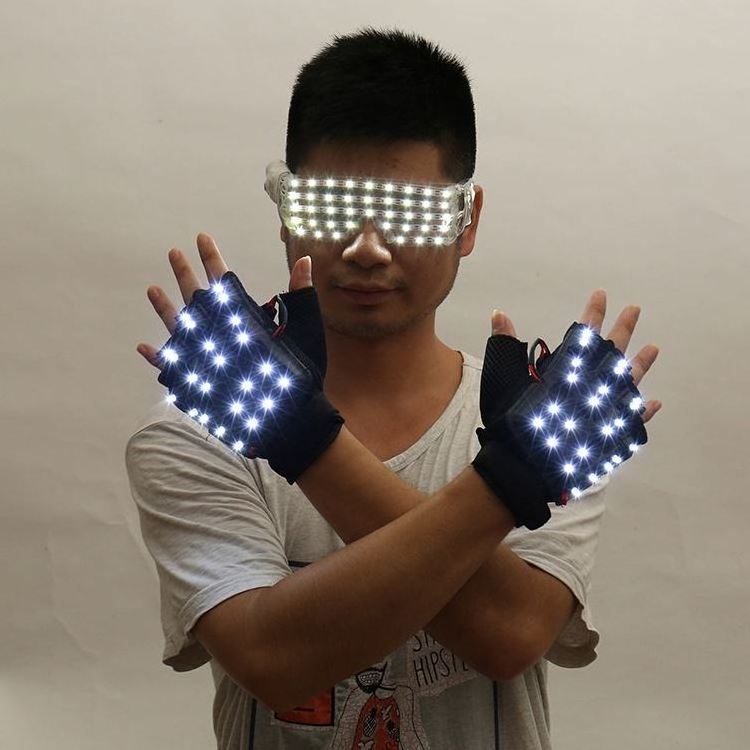 2023 Halloween LED Luminous Gloves Luminous Glasses Concert Activity Laser Gloves Bar Costume