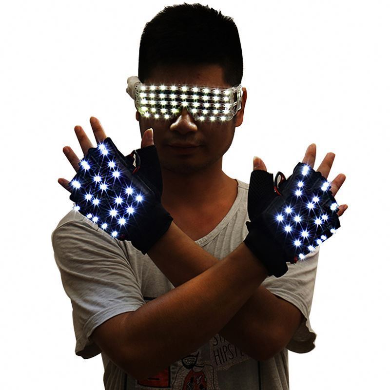 2023 Halloween LED Luminous Gloves Luminous Glasses Concert Activity Laser Gloves Bar Costume