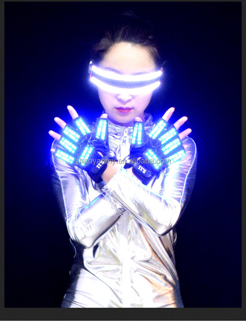 Disco Dancing LED Luminous Gloves LED Flashing Glasses Laser Costume Laser Performance Costumes Nightclub Performance Props