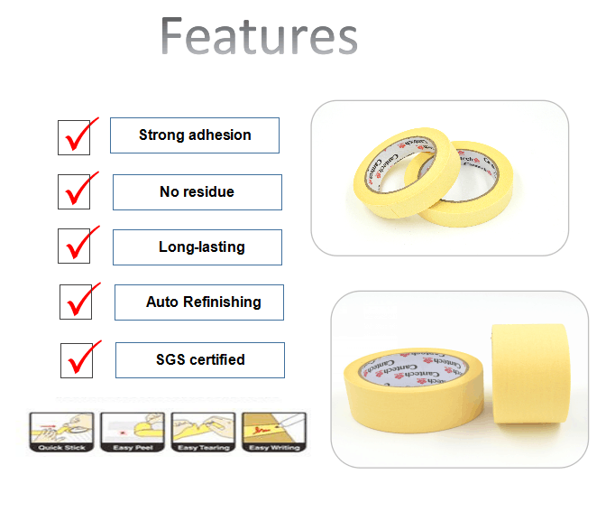 Manufacturer Automotive yellow 12mm 24mm car painting cinta masking tape jumbo roll 6inch