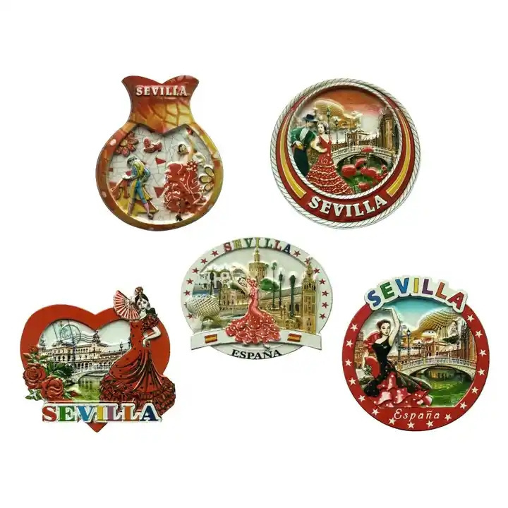 Factory Wholesale Resin Refrigerator Stickers Custom 3D Machine Printing SEVILLA Travel Souvenir Fridge Magnets home deco