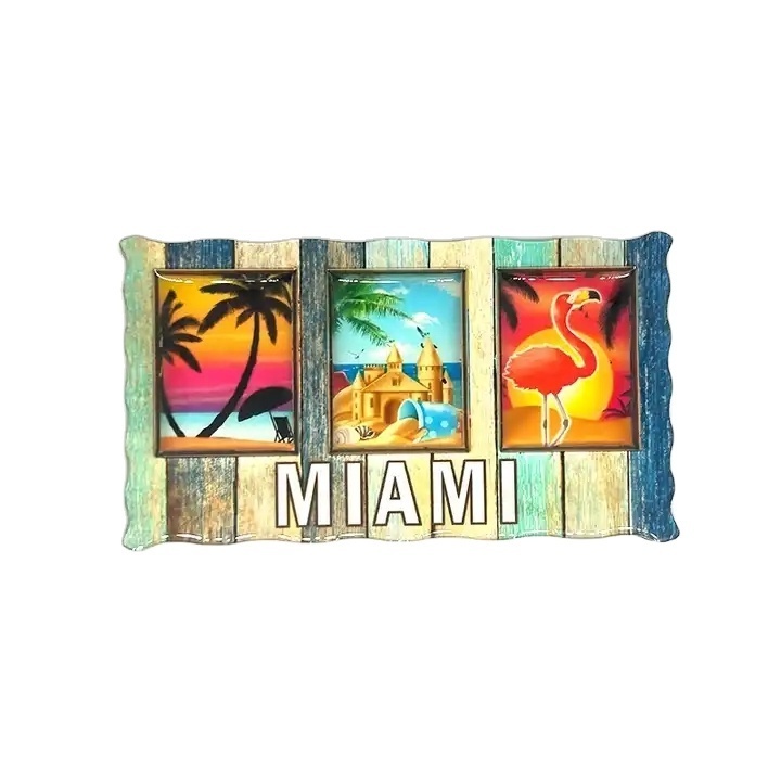 Custom Printed Miami Beach Florida Acrylic Fridge Souvenir Decorative Magnet home deco