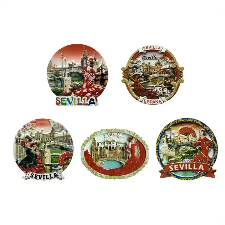 Factory Wholesale Resin Refrigerator Stickers Custom 3D Machine Printing SEVILLA Travel Souvenir Fridge Magnets home deco