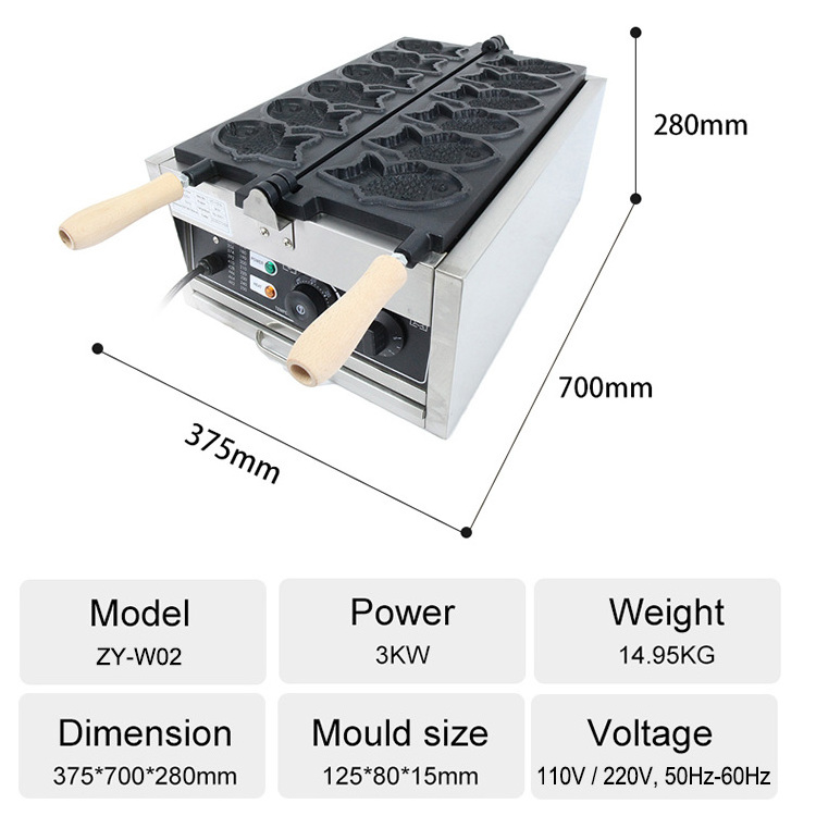 Hot Sale Professional Custom Bubble Commercial Automatic Electric Fish Shaped Waffle Maker Making Taiyaki Machine