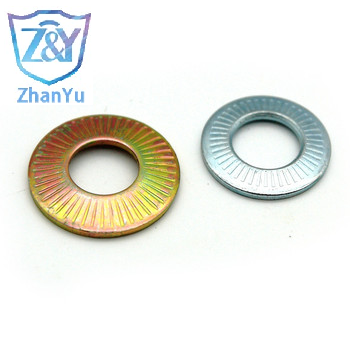 DIN9250 Conical Knurled Spring Washers Steel  Yellow Blue White Zinc Conical Contact Washer Lock washers with faced printing