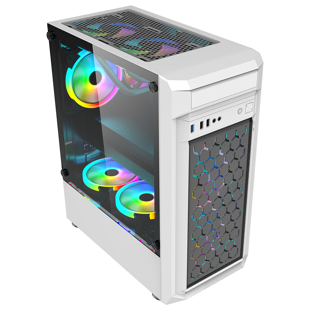 Case PC Gaming 2022 ATX/M-ATX middle size Cabinet computer case computer square  Full Tempered Glass PC case