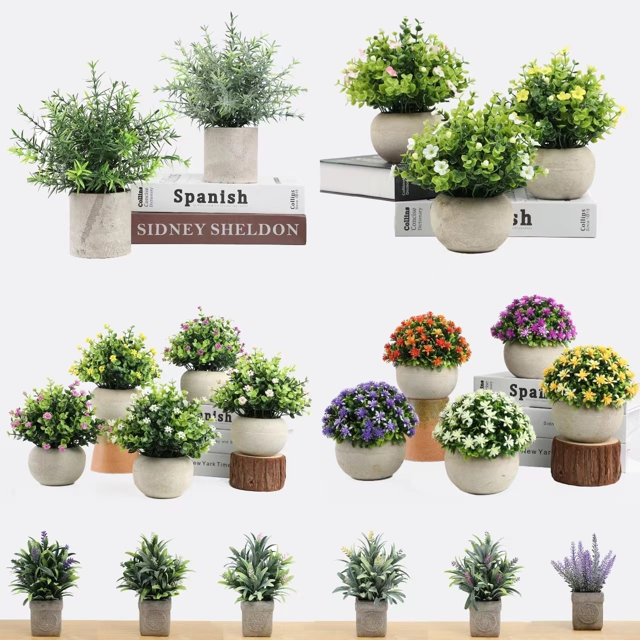 Wholesale Mini Artificial Plants Plastic Plants Faux Green Grass Potted for Home Bathroom Office Desk Decor