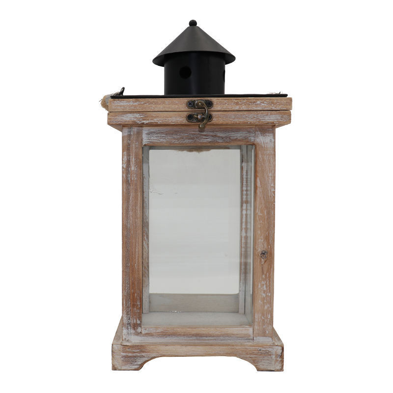 Wholesale Candle lantern Classic Solid Wood House Shape Decorative Wall Mounted Wooden candlestick Candle lantern