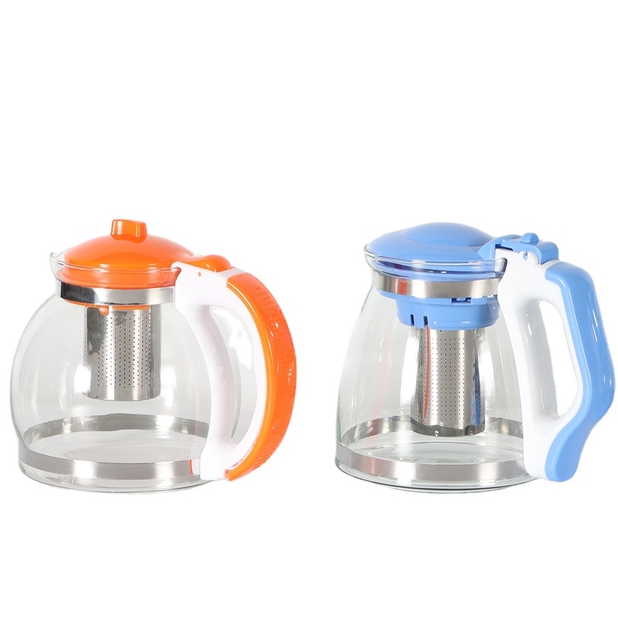 Reusable Loose Leaf Tea Infuser Glass Tea Kettle  Tea Maker With  Handle And Easy To Flip Lid Black Teapot