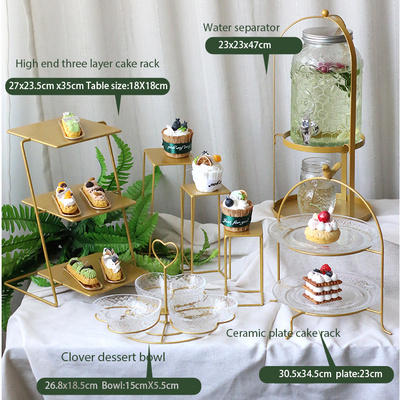 Custom metal dessert stand set Gold cake stand other wedding decorations