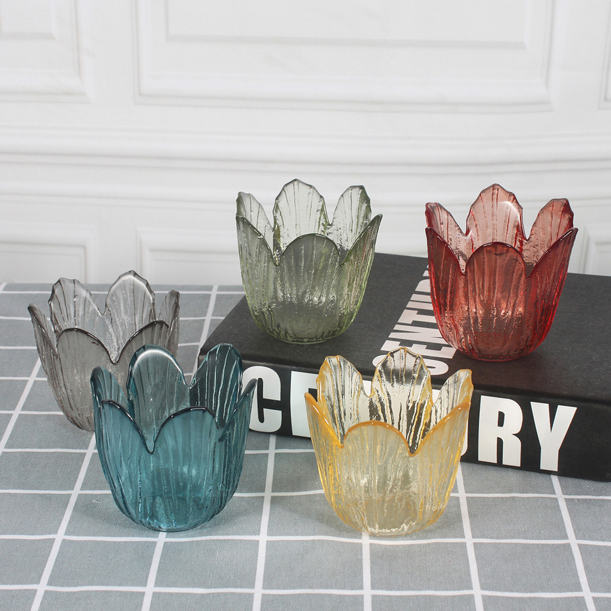 Custom Flower Shaped Candle Jars Tealight Glass Candle Jars In Bulk Votive Candle Holders Clear Glass For Home Decoration