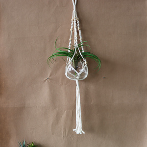 Macrame Plant Hanger Indoor Outdoor Hanging Plant Holders  glass vase with Handmade Cotton Rope with wooden beads