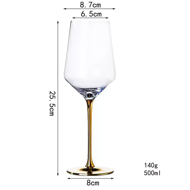 Wholesale Clear Wine Glasses Stem Red Wine Glasses Stemless Wine Glass Drinking Glassware and Gold Goblet Creative Color Box