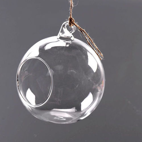 wholesale floating transparent candle holder glass ball shape hanging glass votive candle holder