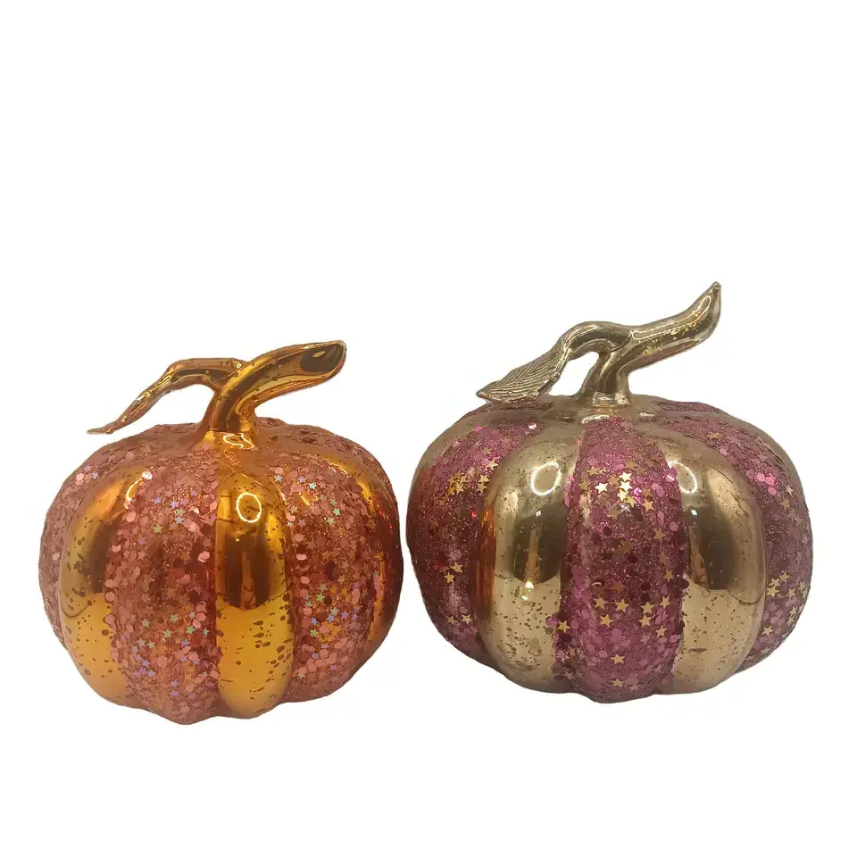 Wholesale Pumpkin shaped opaque yellowish-brown glass candle holder at Hallowmas