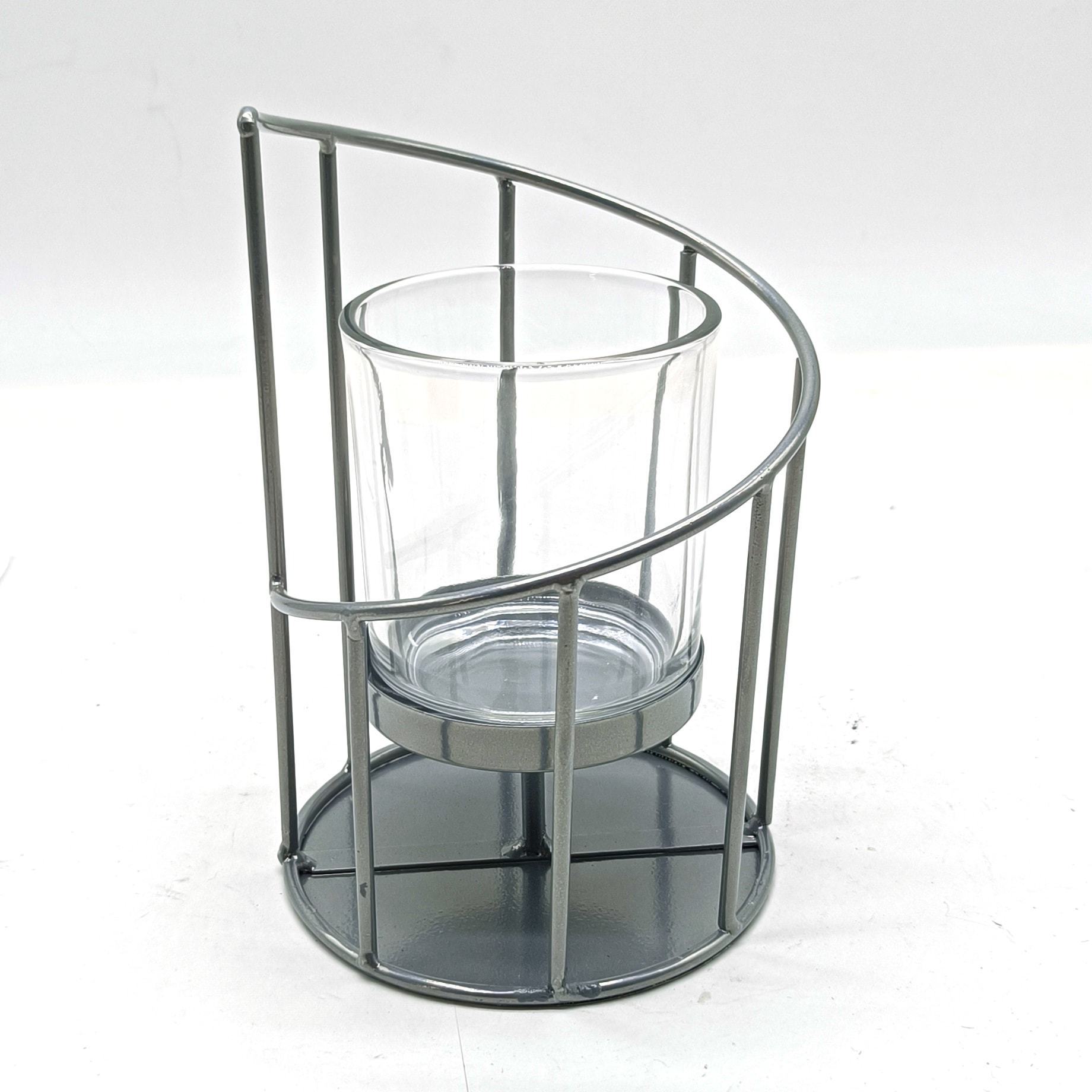 Nordic modern metal geometric glass candle holder  table black metal lanterns