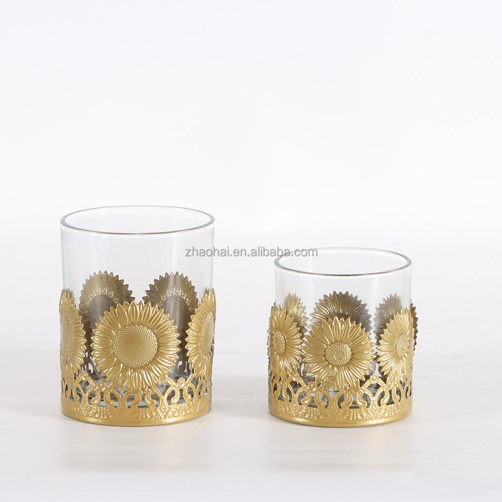 Wholesale Unique white metal squared Glass Tea Light Candle Holders With Butterfly Wholesale Candle Jars home decoration