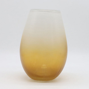 New arrival round frosted orange white gradient GLASS jar for flower decor vase glass