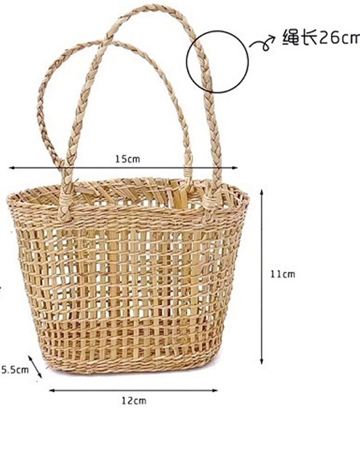 Ins Rattan Grass hand-woven small flower basket Household Hand Basket cosmetics storage basket