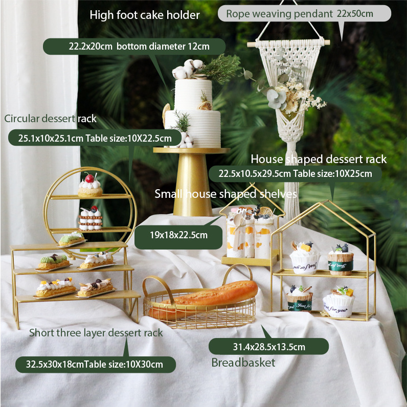 Custom metal dessert stand set Gold cake stand other wedding decorations