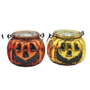 Halloween Pumpkin Shape fancy glass Candles Wedding Birthday Party Scented Soy Wax Candles jars Pumpkin Candle jars with metal h