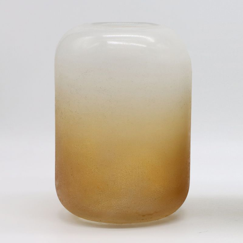 New arrival round frosted orange white gradient GLASS jar for flower decor vase glass