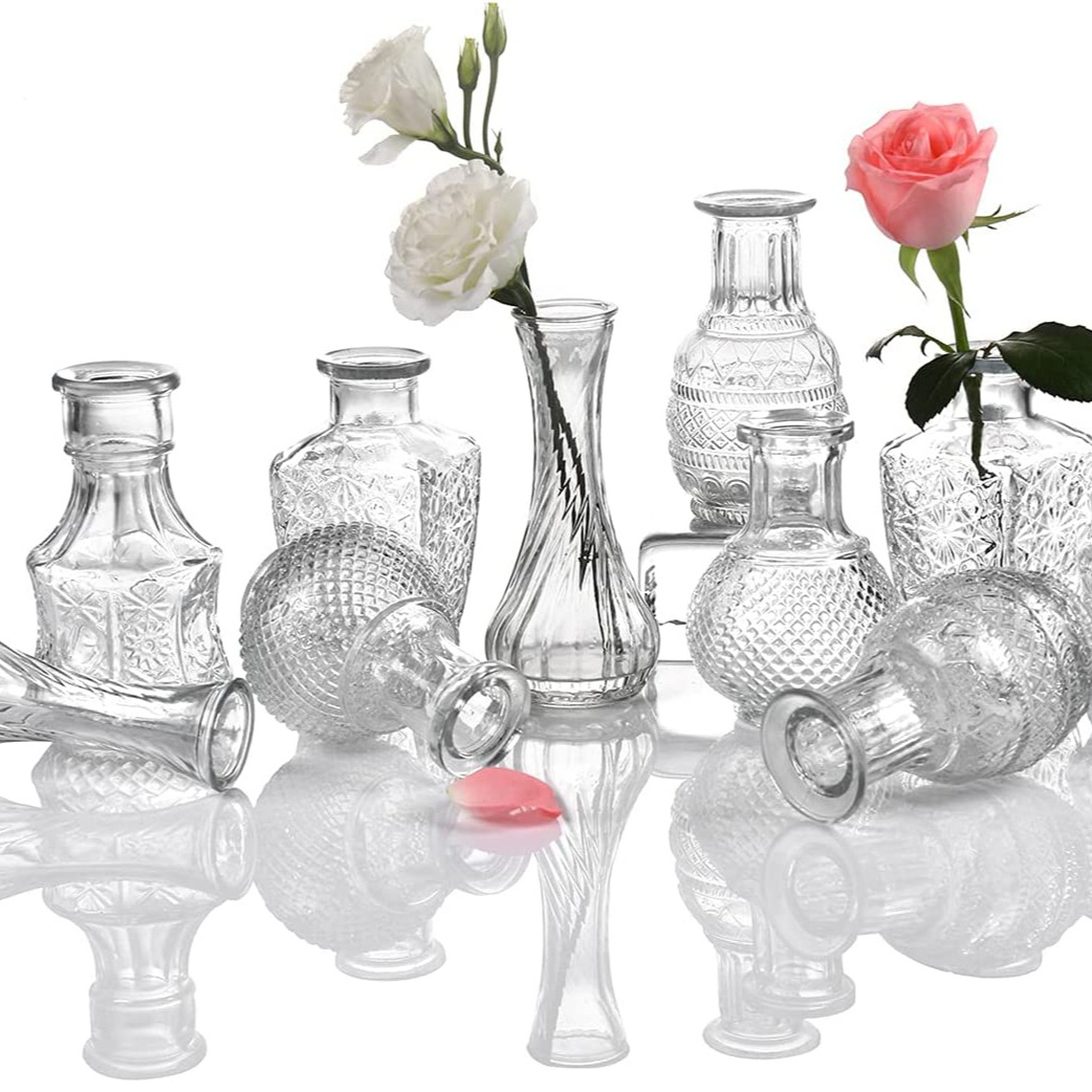 Glass Bud Vase for Flowers Mini Bud Vases in Bulk Rustic Wedding Decorations Deco Glass & Crystal Art Customized Packing