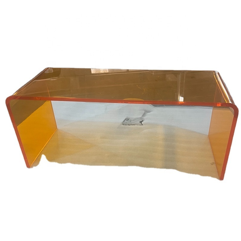 Modern American Style Living Room Funiture Orange Acrylic Simple Rectangle Coffee Tables For Hotel