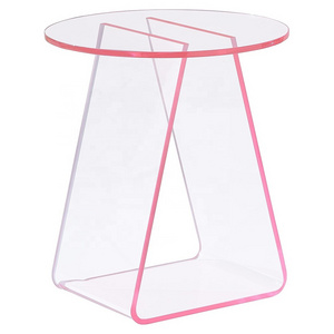 Simple light luxury portable multifunctional sofa side coffee table clear acrylic end table pink acrylic side table modern