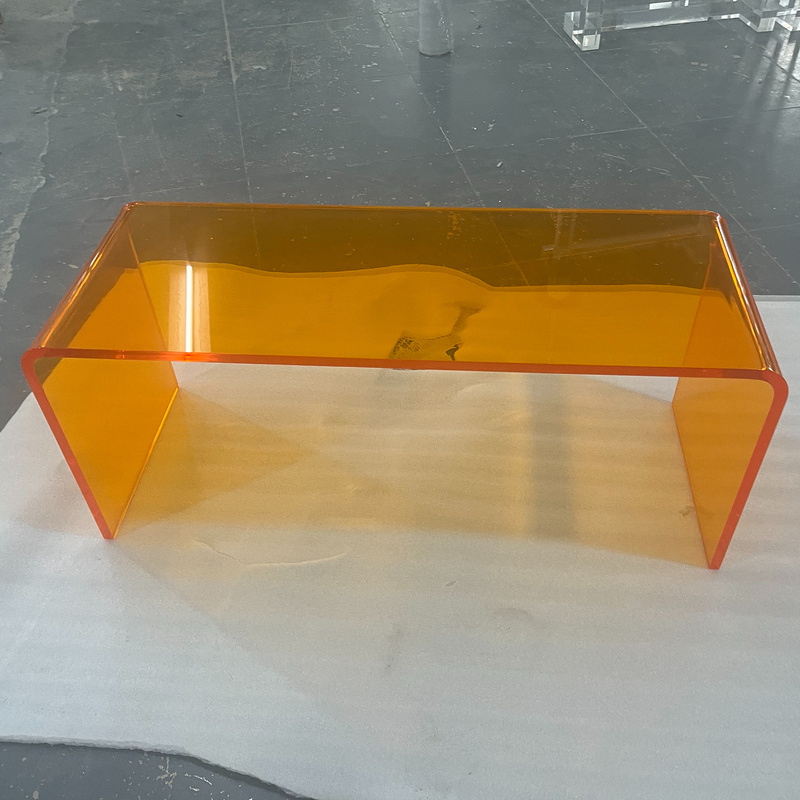 Modern American Style Living Room Funiture Orange Acrylic Simple Rectangle Coffee Tables For Hotel