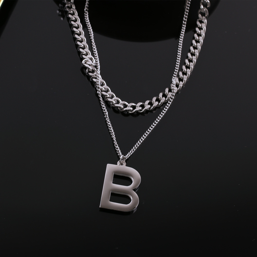 2021 new European and American fashion two-layer letter B necklace clavicle chain