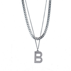 2021 new European and American fashion two-layer letter B necklace clavicle chain