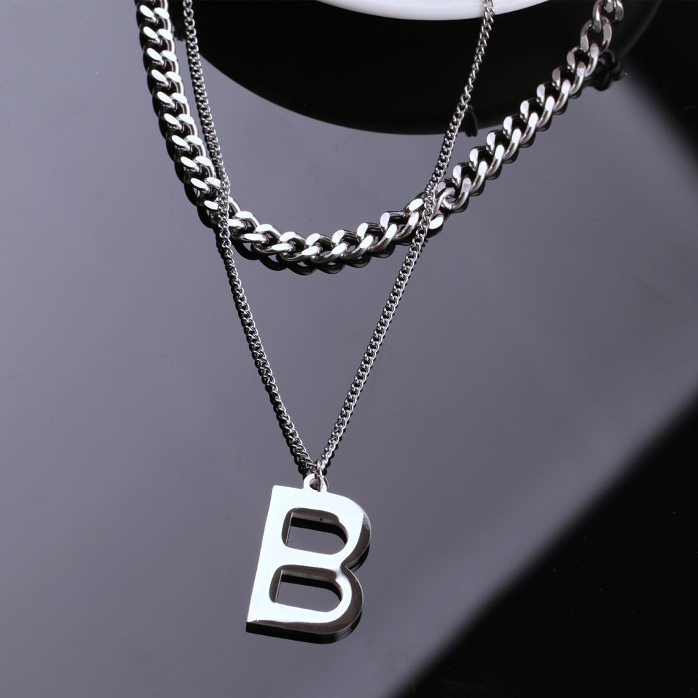 2021 new European and American fashion two-layer letter B necklace clavicle chain