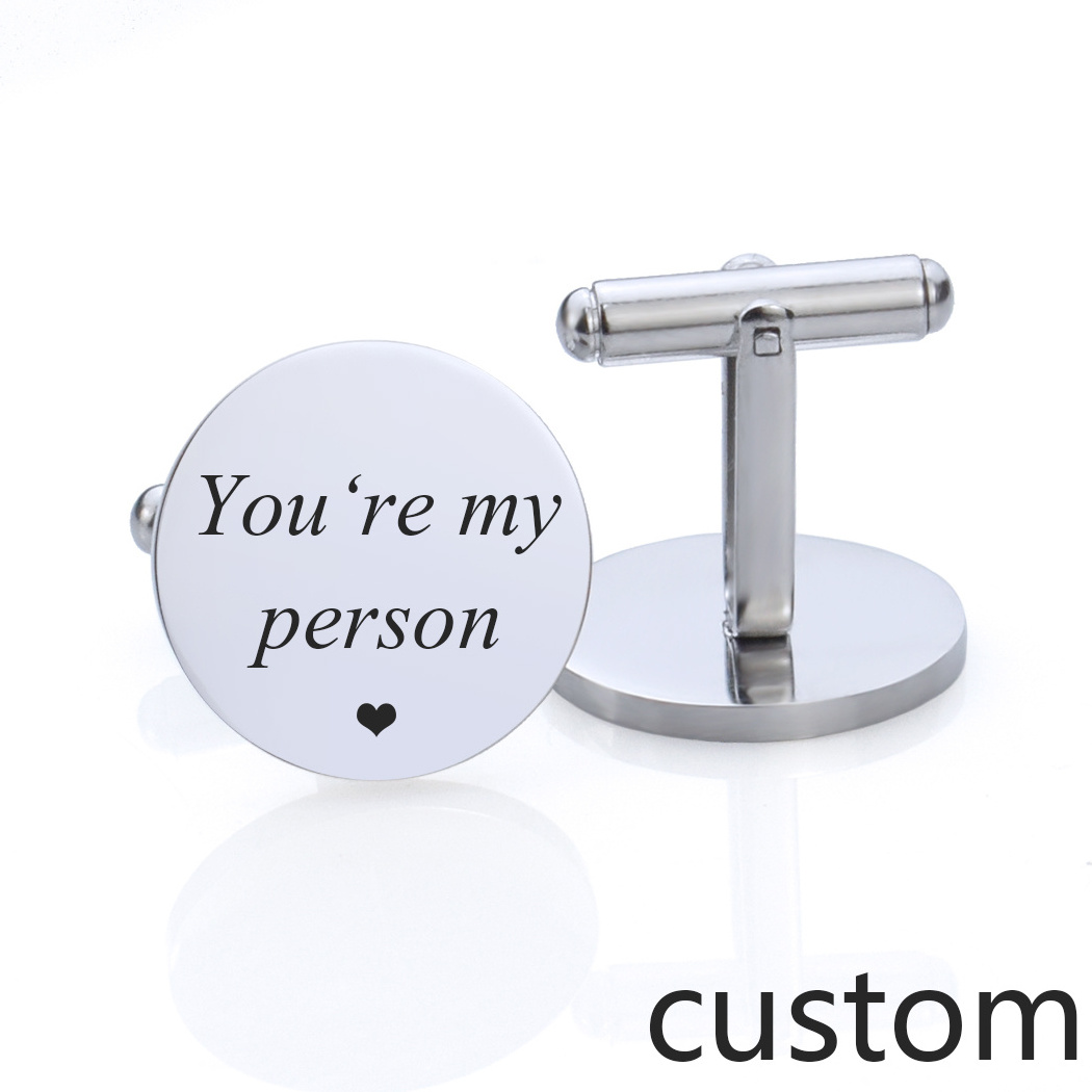 Customised Logo Suit Shirt Enamel Blank Metal Cuff link For Wedding Promotional Gift Stainless Steel CuffLinks Men For Gym