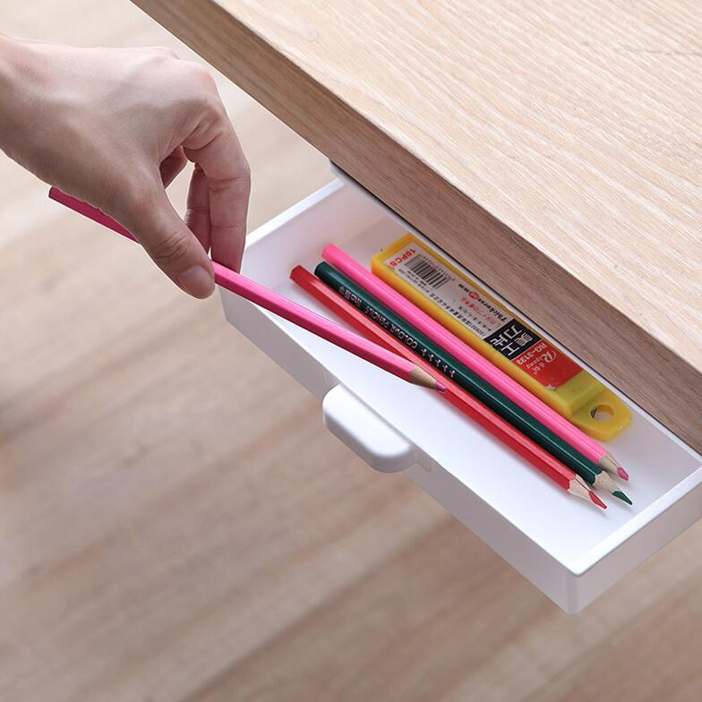 Under Desk Drawer Organizer Slide Out Plastic Desk Accessories Workspace Organizers Hidden Desktop Organizer Pen Holder