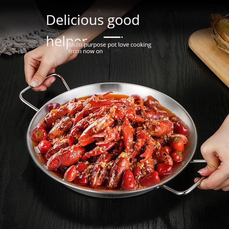 Hotel Kitchen Equipment commercial Stainless Steel  Seafood Paella Pan For Cooking, non-stick frying pan