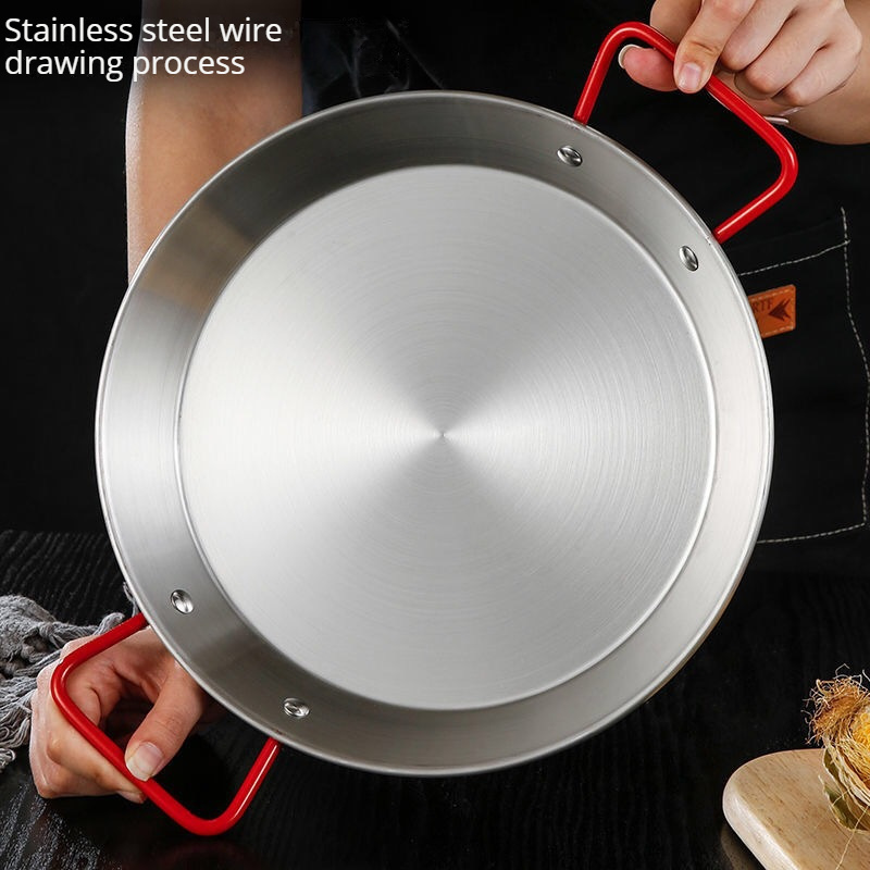 Hotel Kitchen Equipment commercial Stainless Steel  Seafood Paella Pan For Cooking, non-stick frying pan