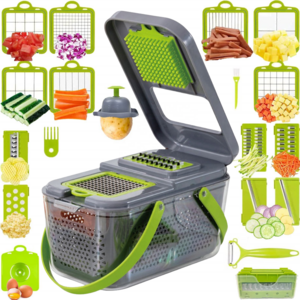 2024 22 in 1 Vegetable Cutter With Drain Basket Salad Cutter Blade Vegetable and Fruit Cutter Vegetable Chopper Slicer