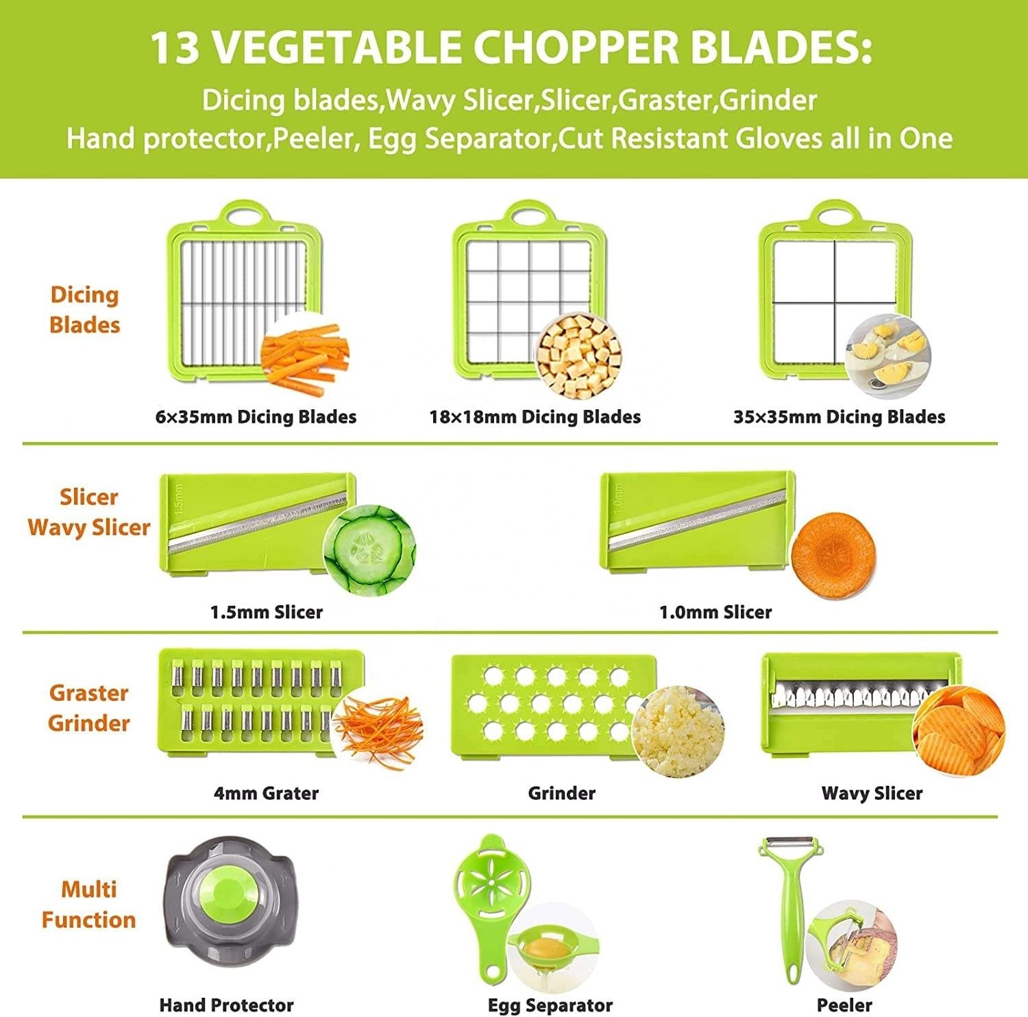 22 in 1 Vegetable Cutter With Drain Basket Salad Cutter Blade Vegetable and Fruit Cutter Vegetable Chopper Slicer